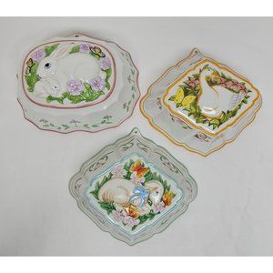 Lot of 3 1986 Le Cordon Bleu Franklin Mint Ceramic Baking Molds Wall Hanging VTG